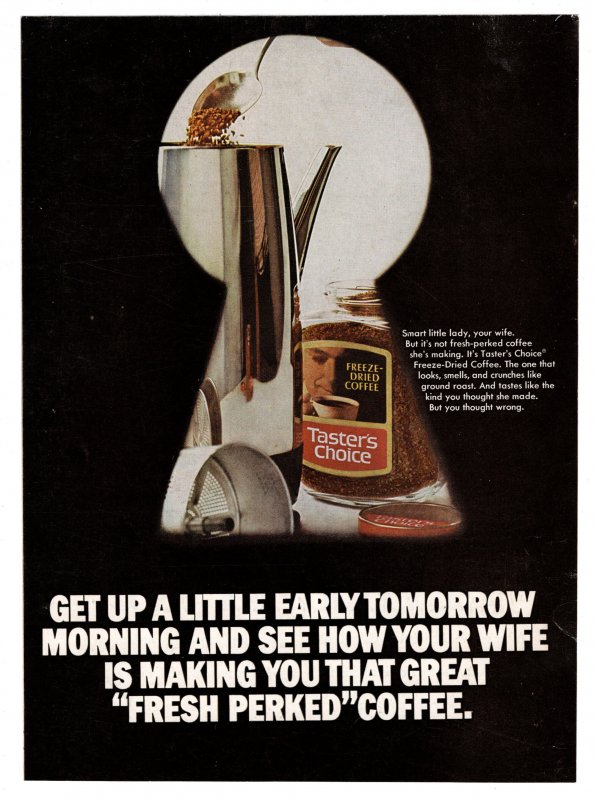 Taster's Choice Coffee 1970's Vintage Ad (Fresh Perked Coffee