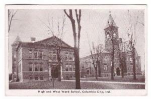 High & Ward School Columbia Indiana 1932 postcard