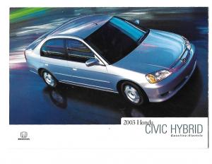 2003 Honda Civic Hybrid Gasoline-Electric Passenger Car Advertising 4 by 6 card