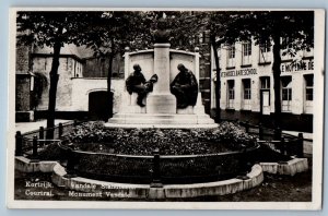 Kortrijk Belgium Postcard Monument Vandle and School c1930's RPPC Photo