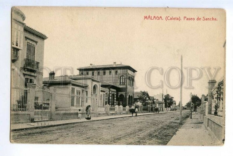 497032 SPAIN MALAGA Caleta Paseo de Sancha Vintage postcard