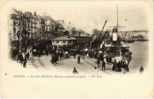 CPA AK DIEPPE Gare Maritime Steamer accostant TRAM VAPEUR (977393)