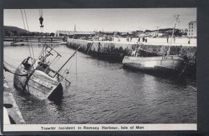 Isle of Man Postcard - Trawler Incident in Ramsey Harbour  RS18641