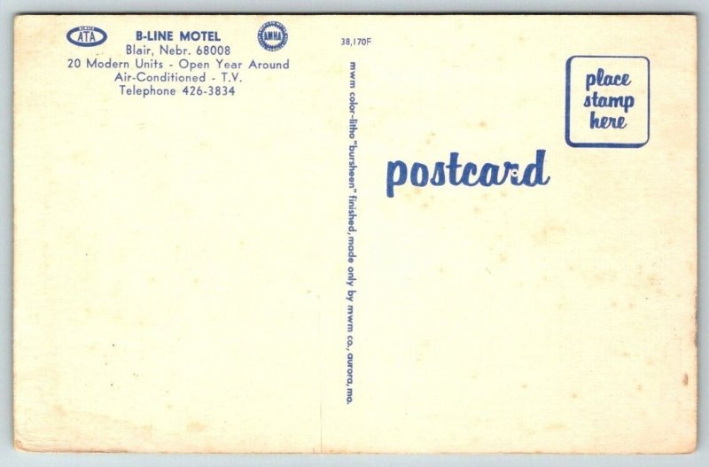 Blair  Nebraska  B-Line  Motel   Postcard