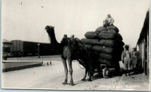 1950s Camel Cart Karachi Pakistan Real Photo Postcard