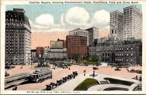 Vintage Michigan Postcard - Detroit - Cadillac Square - City Hall - Model T Ford