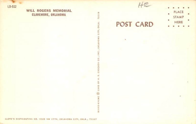 Will Rogers Memorial, Claremore, OK, USA Unused