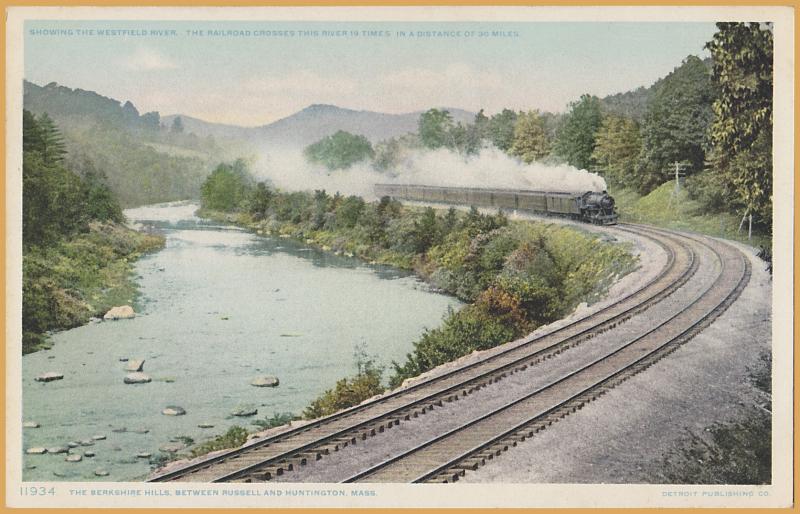 B&A, RR ROW, Berkshire Hills Between Russell & Huntington Mass.-Steam loco