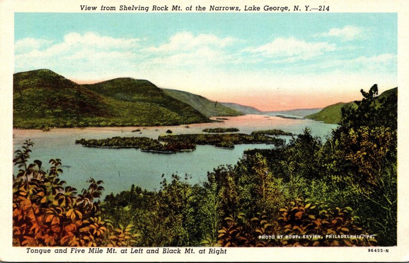 New York Lake George View From Shelving Rock Mountain At The Narrows Curteich