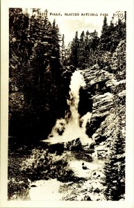 RPPC Trick Falls Glacier National Park Montana Real Photo Postcard Cecil C Nixon