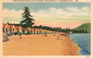 Vintage Postcard 1930's Camp of the Woods on Lake Pleasant Adirondack Mts. NY