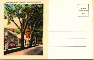 Famous Elms Yarmouth Kings Hwy MA Linen Postcard UNP Address Front Unused 