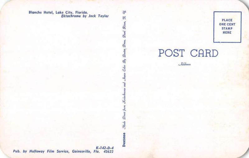 Lake City Florida Blanche Hotel Street View Vintage Postcard K43775