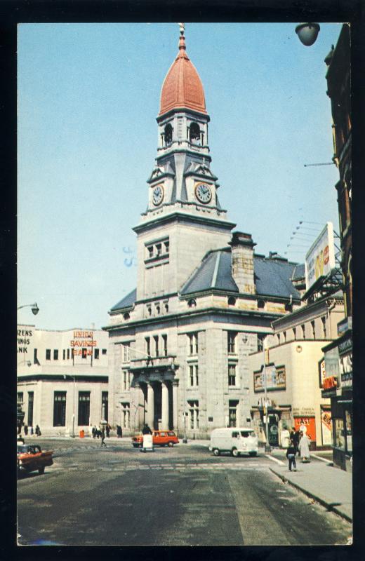 Fall River, Massachusetts/MA/Mass Postcard, City Hall, Old Cars