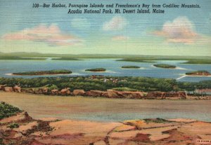 Vintage Postcard 1944 Porcupine Islands Acadia Nat'l Park Mt Desert Island Maine