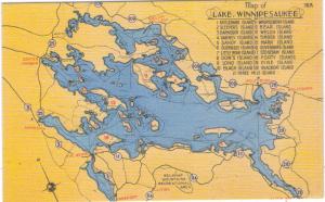 New Hampshire - Lake Winnipesaukee - Map & Island Legend