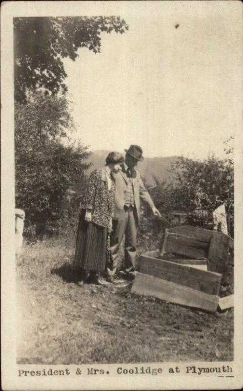 President & Mrs. Calvin Coolidge Plymouth VT c1925 Real Photo Postcard