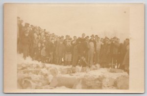 RPPC Wood-Chopping Contest Towns People Man With Ax Real Photo Postcard T22