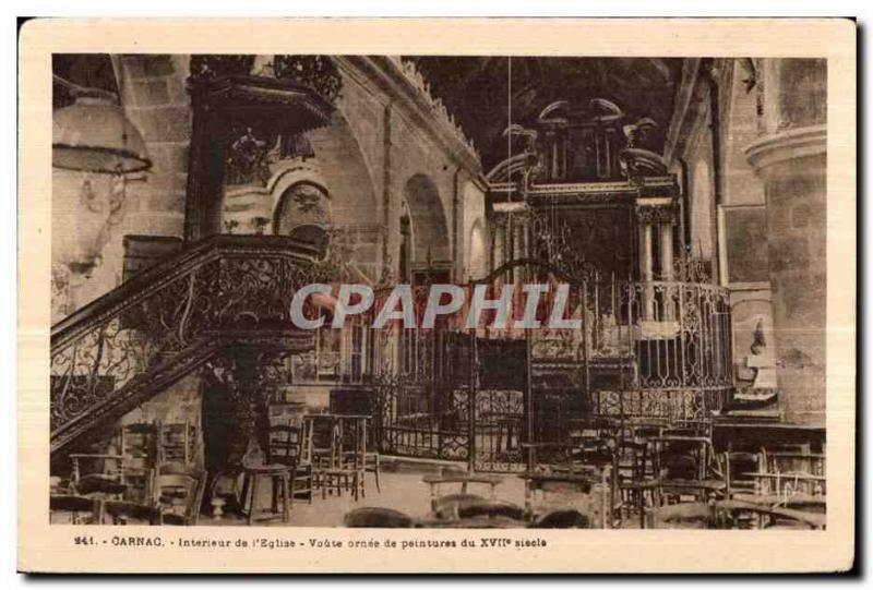 Old Postcard Carnac INterleur of The Church Voute
