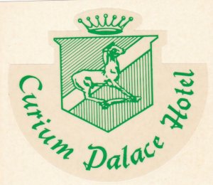 Cyprus Limassol Curium Palace Hotel Green Vintage Luggage Label sk3302