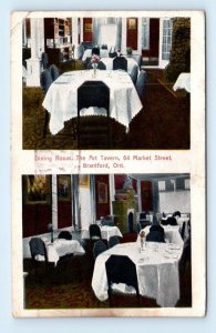 Dining Room The Art Tavern restaurant interior BRANTFORD Canada 1928 Postcard