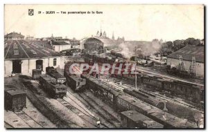 Dijon Old Postcard panoramic view of the station (trains)