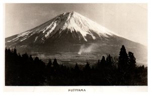 Mt Fuji is or Fujiyama an active volacano and Japans tallest peak RPPC Postcard