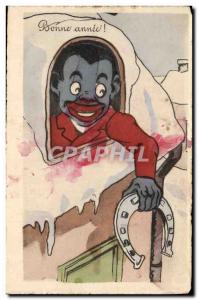 Old Postcard color Negro Man Horseshoe