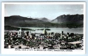 RPPC VANCOUVER, Canada ~ Aerial View of CITY & BROCKTON POINT c1940s Postcard