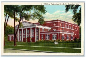 1940 Exterior Whitefield Auditorium M. S. C. W. Columbus Mississippi MS Postcard