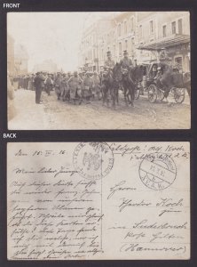 GERMANY 1916, Fieldpost card, Soldiers on the street, RPPC, WWI