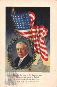 President Woodrow Wilson Stars & Stripes Flag Patriotic WWI 1923 postcard