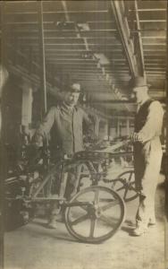 Labor Factory Interior Workers Farming Apparatus Seat Wheels c1910 RPPC