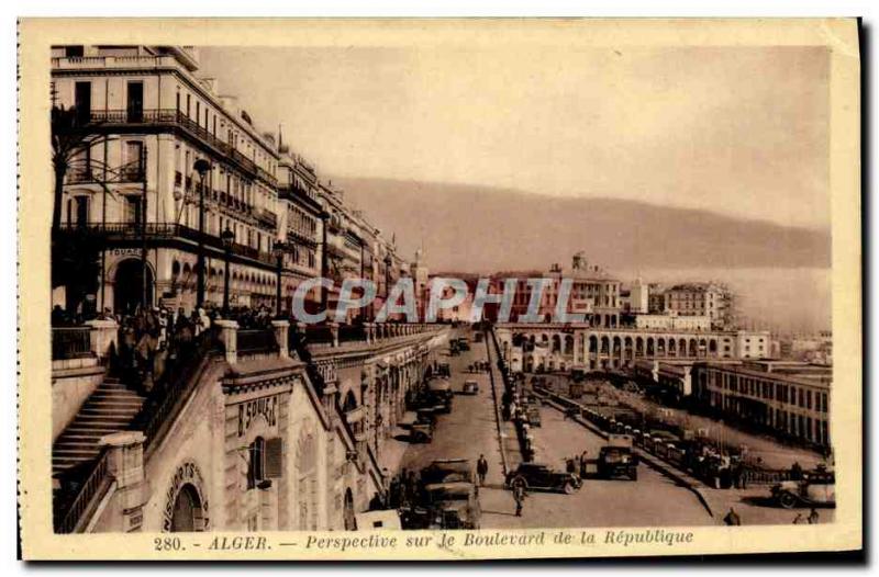 Algiers Old Postcard Perspective on the Boulevard of the Republic