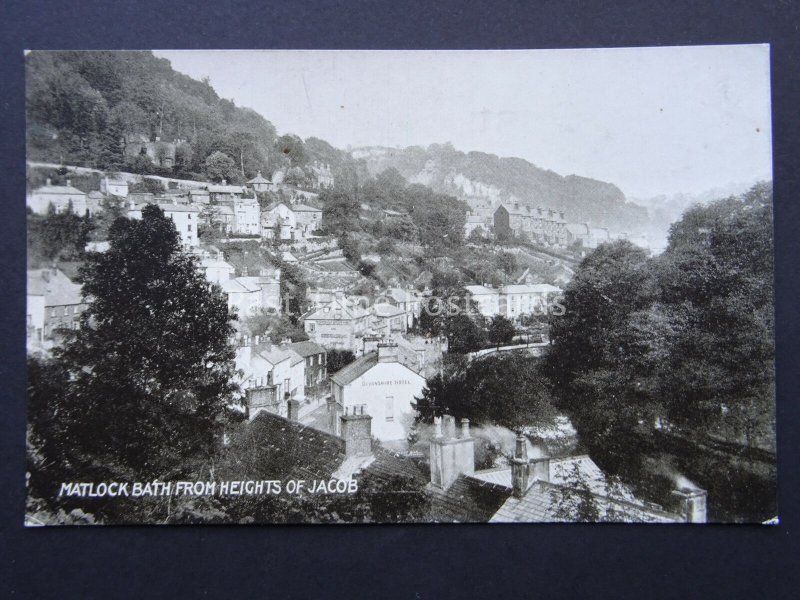 Derbyshire MATLOCK BATH & DEVONSHIRE HOTEL from Heights of Jacob c1905 Postcard