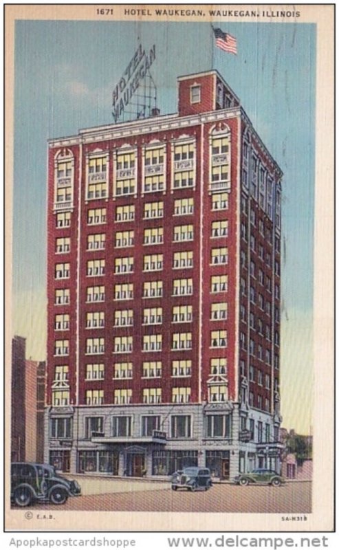 Illinois Waukegan Hotel Waukegen 1941