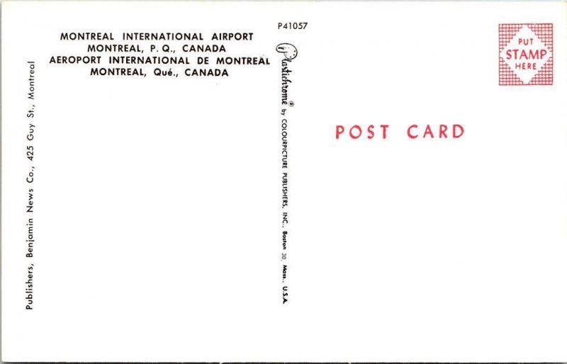 Montreal, Quebec Canada  INTERNATIONAL AIRPORT Bird's Eye View AVIATION Postcard