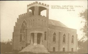 Farmersburg Indiana IN Central Christian Church Real Photo Vintage Postcard