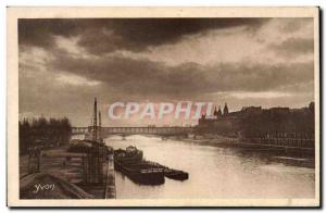 Old Postcard Paris Sunset on the Seine Quai de Passy