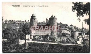 Old Postcard The Arrival Fougeres Rennes By Road