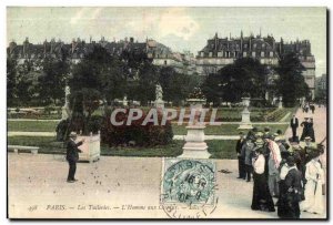 Old Postcard Paris Tuileries The Man with Birds