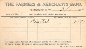 F96/ Pennsboro West Virginia Postcard 1910 Farmers & Merchants Bank