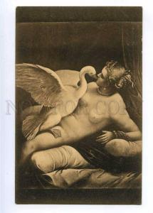 190069 KISS of Nude LEDA & SWAN Veronese Vintage postcard