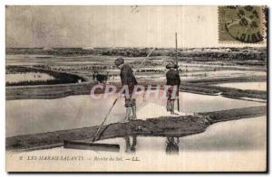 Old Postcard The salt marshes Salt Harvest