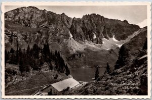 Lac Liason Alt 1970m Vaud Switzerland River & Mountain RPPC Real Photo Postcard