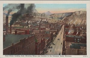 Postcard Park Street Looking East Showing Mines + Rockies Butte Montana