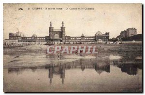 Old Postcard Dieppe At low tide Casino and the Chateau