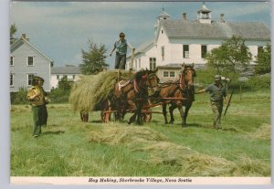 Horses, Wagon, Hay Making, Sherbrooke Village, Nova Scotia, 1979 Chrome Postcard