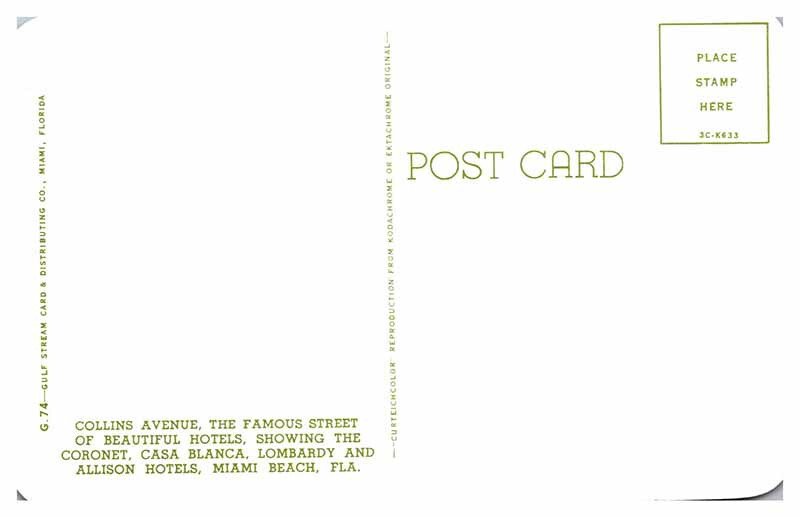 Postcard HOTEL SCENE Miami Florida FL AR1991