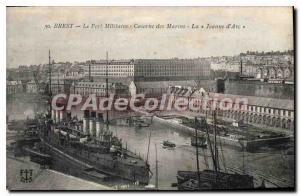 Postcard Old Military Barracks Brest Harbor Sailors Joan of Arc